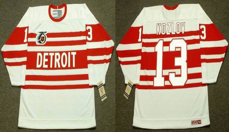 2019 Men Detroit Red Wings #13 Kozloy White CCM NHL jerseys